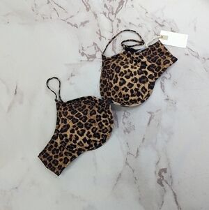 Good American Swim Top Women 5 2X 2XL Leopard Animal Show Off Curve Bikini